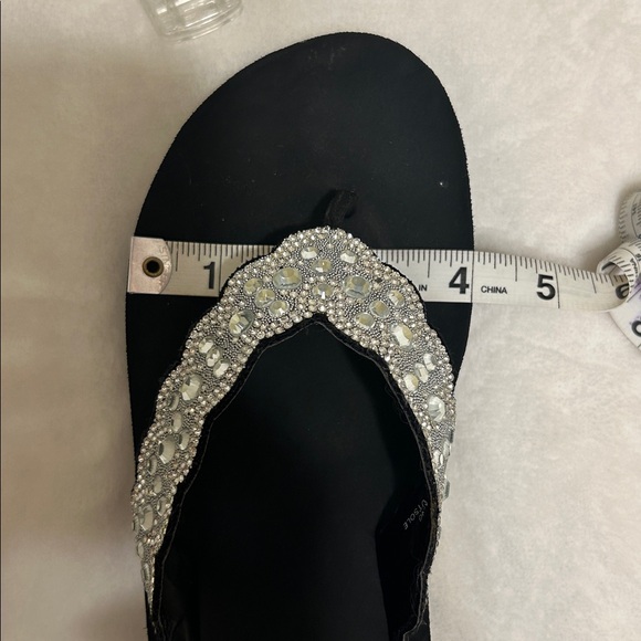 Yellow Box Black Sandals with Silver Rhinestones - Picture 5 of 5
